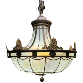 1900's Caldwell White Leaded Glass Light Fixture