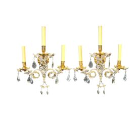 1930's French Bagues Scroll Arms Sconces 3 lights