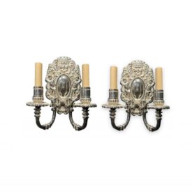 1920's Silver Plated Sconces with Cherubs