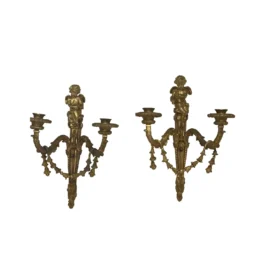 1900's French Bronze Sconces Putti Angels