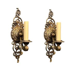 1920’s Brown Patina Single Light Sconces
