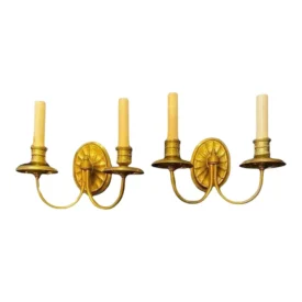 1920's Caldwell Small Gilt Bronze Sconces