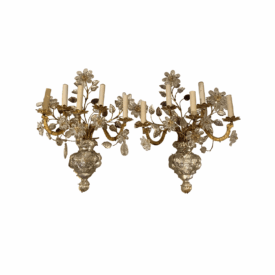 1920s French 5 Lights Bouquet Sconces with Amethysts