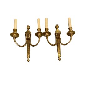 1920s French Bronze Double Arms Sconces