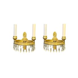 1920's Lion Head Round Sconces