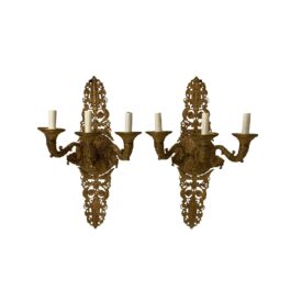 1920s French Empire Large Lace Sconces with 3 Lights