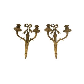 1920’s Gilt Bronze Ribbon Sconces