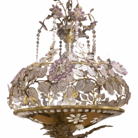 1930s French Bagues Pink Glass Chandelier