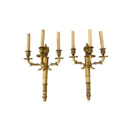 1930s French Empire 3 Lights Sconces