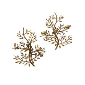 1930’s French Gilt Metal Bush Leaves Sconces