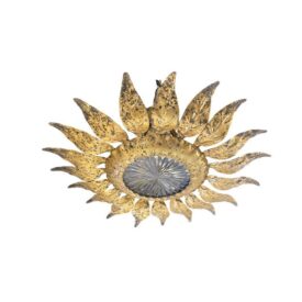 1930’s French Gilt Metal Sunburst Flush Mount