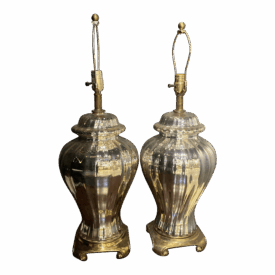 1930s Mercury glass big table lamps