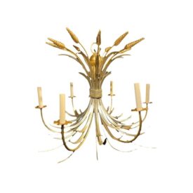 1940’s Silver and Gold Leaf Metal Wheat Shape Chandelier