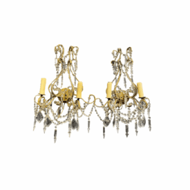 1940s Italian Beaded Crystal Sconces