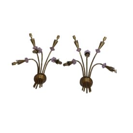 1940’s French Bronze with Amethyst Sconces 5 Lights