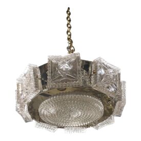 1940s French Cut Crystal Light Fixture