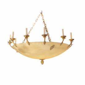 1940s French Empire Large Alabaster Chandelier