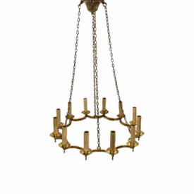 1940’s French Gilt Bronze 12 Lights Chandelier