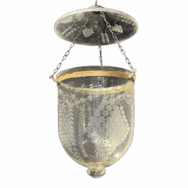 1940's Grape Design Etched Glass Lantern