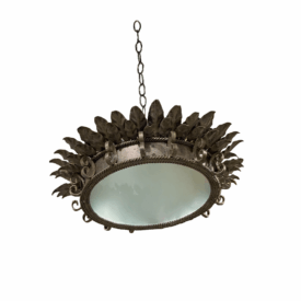 1940’s Italian Silvered Leaf Sunburst Light Fixture