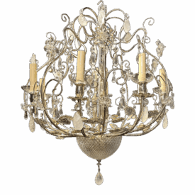 1940’s French Crystal Birds Cage Chandelier