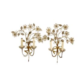 1920s Bagues Floral Design Sconces