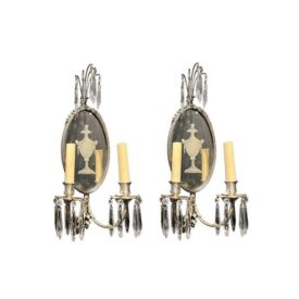 1920's Caldwell Neoclassic Sconces with Etched Mirror