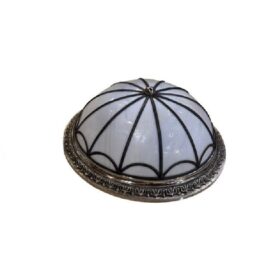 1940 Leaded Glass and Silver Plated Flush Mount