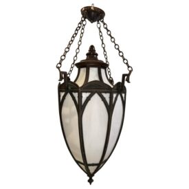 1900 Caldwell Bronze and Leaded Glass Large Lantern