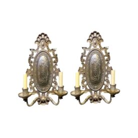1900’s Caldwell Silver Plated Engraved Sconces