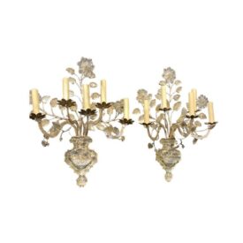 1930’s Bagues Silver Leaf Bouquet Sconces 5 lights