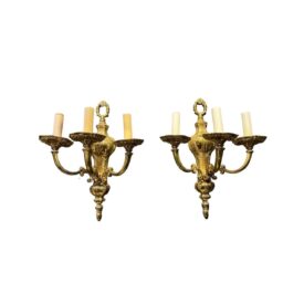 1940’s Gilt Bronze 3 Lights Sconces