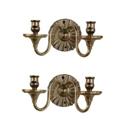 1920 American Silver Plated Sconces With Mirror
