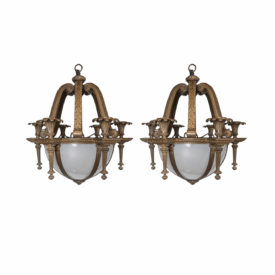 1900's Caldwell Large Chandelier with Opaline Glass