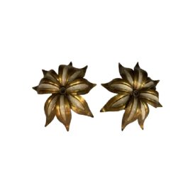 1930's Italian Gold and White Flower Sconces