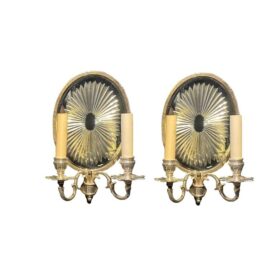 1920’s Caldwell Silver Plated Bronze and Mirror Sconces