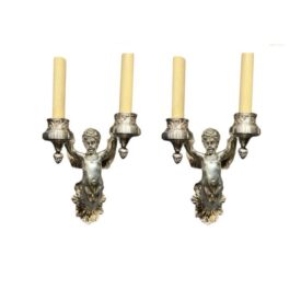 1940’s English Silver Plated Angels Sconces