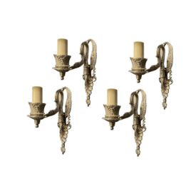 1920's Small French Silver Swan Sconces