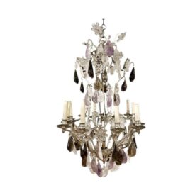 Late 19th century French Rock Crystal and Amethysts Chandelier