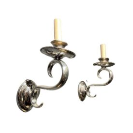 1930's Italian Silver Plated One Light Sconces