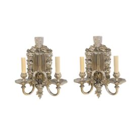 1920s Caldwell Shield Design Silver Sconces