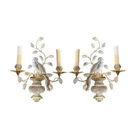 1930's French Bagues Bird Sconces  Two Lights