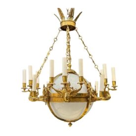 1930 Empire Chandelier 16 Lights with Opaline Glass
