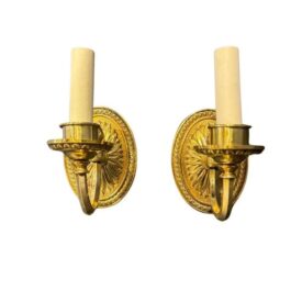 1920 Gilt Bronze One Light Sconces
