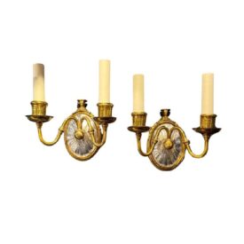 1920’s Caldwell Bronze and Cut Glass Sconces