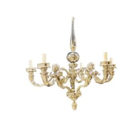 1900 Neoclassic Silver Chandelier With Cherubs 6 Lights