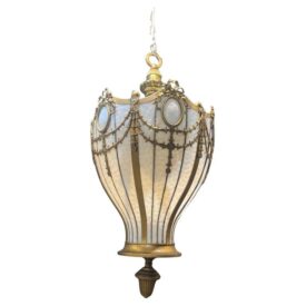 1900 Large Leaded Glass Caldwell Lantern