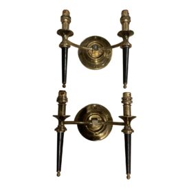 1930's French Gothic Bronze Sconces