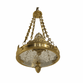 1900's French Bronze and Cut Glass Chandelier