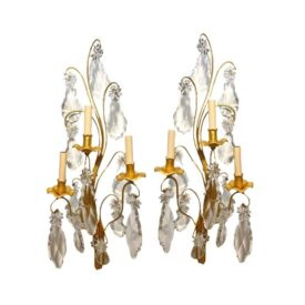1930’s French Large Bagues Crystals Sconces